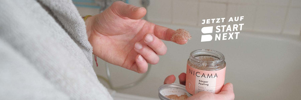 NICAMA Körper-Peeling mit Upcyclinganteil auf Startnext Crowdfunding
