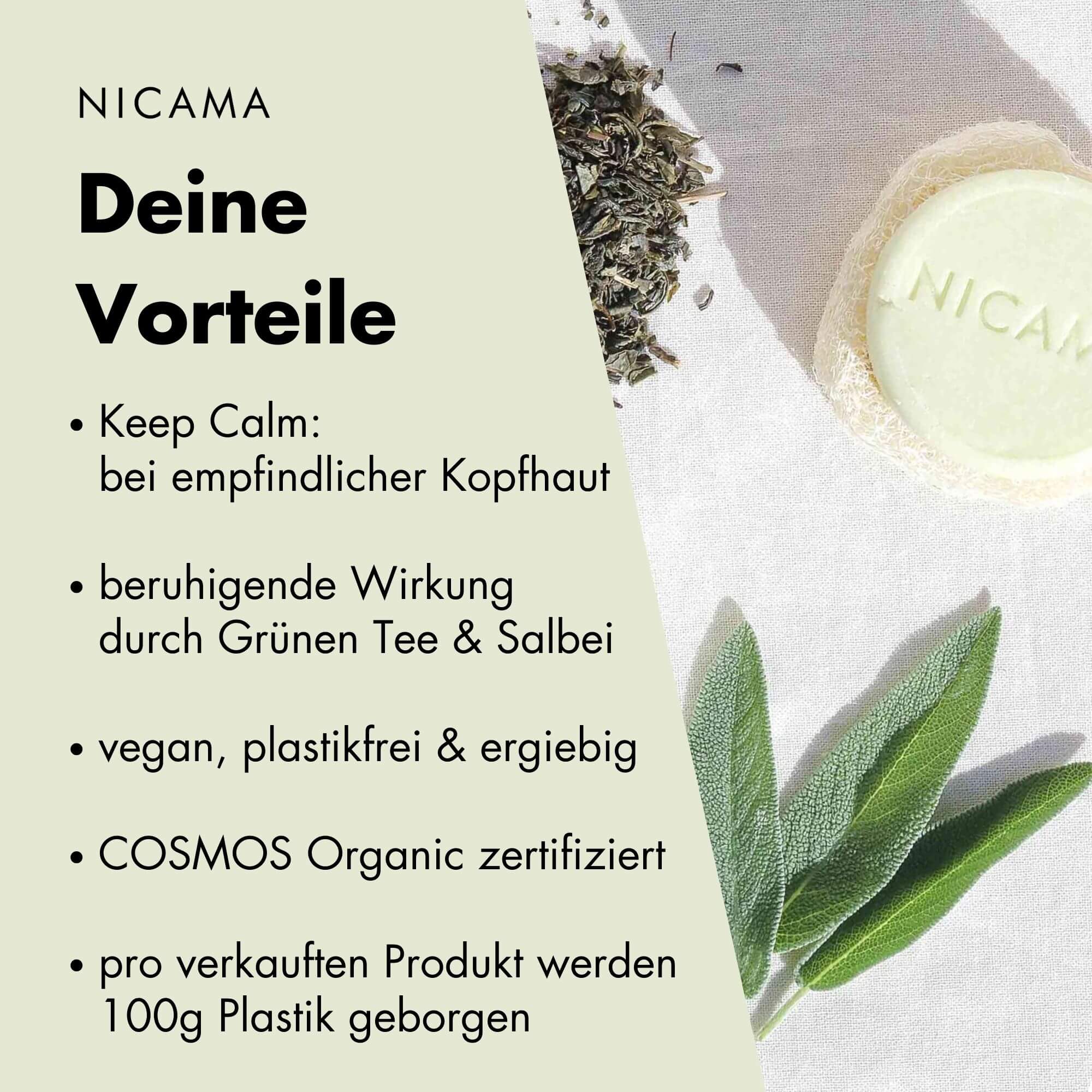 Festes Shampoo Grüner Tee-Salbei (COSMOS)