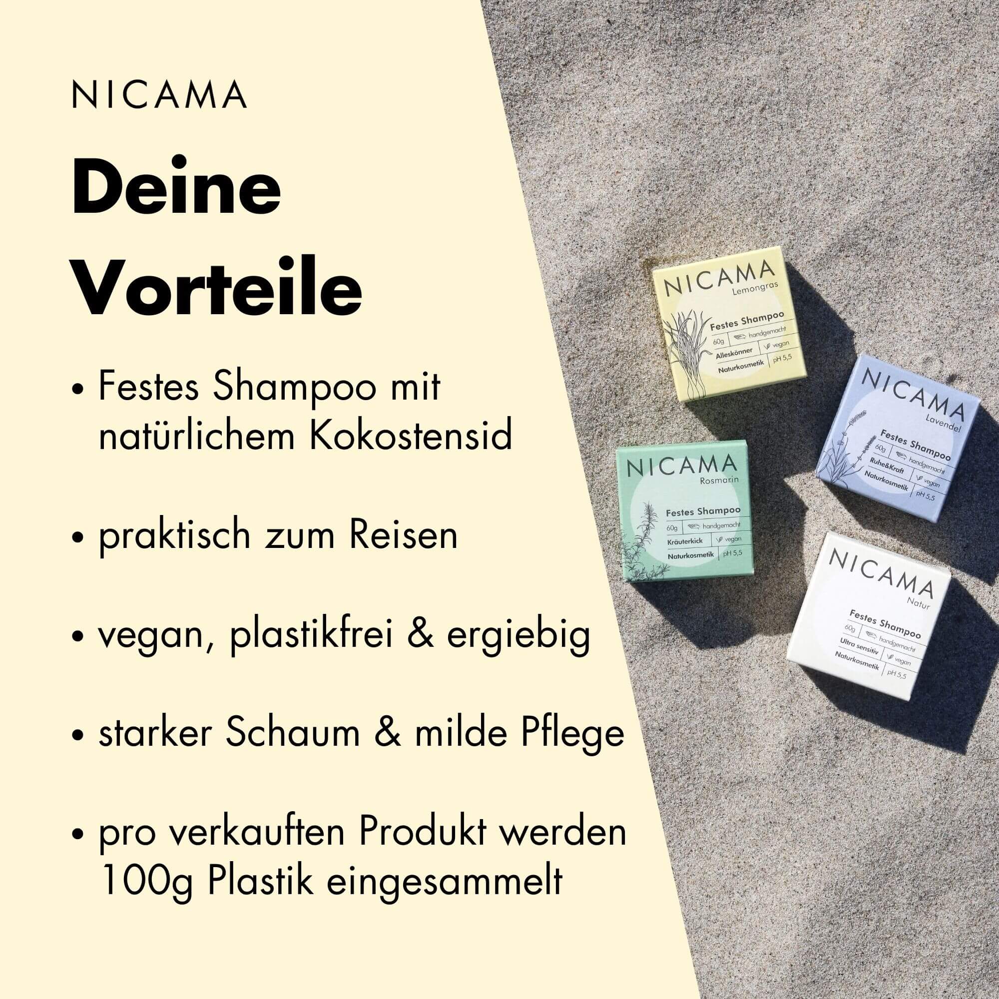 Festes Shampoo 4er Set + Dose