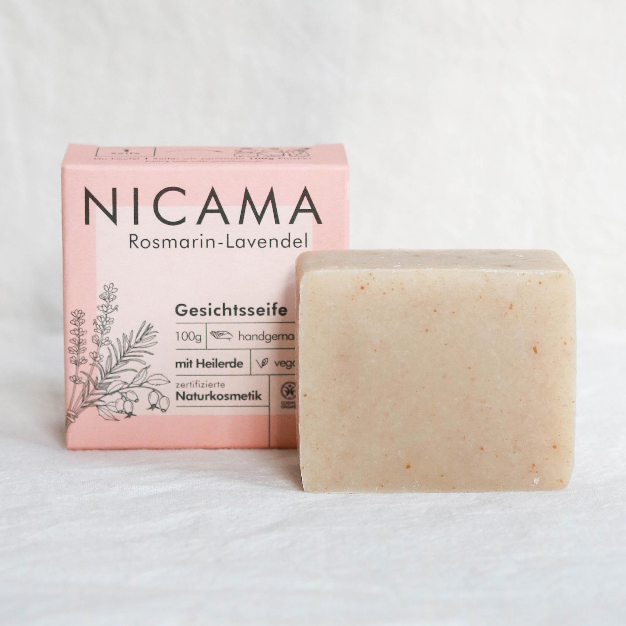 Gesichts-Seife Lavendel-Rosmarin mit Wildrosenöl & Heilerde