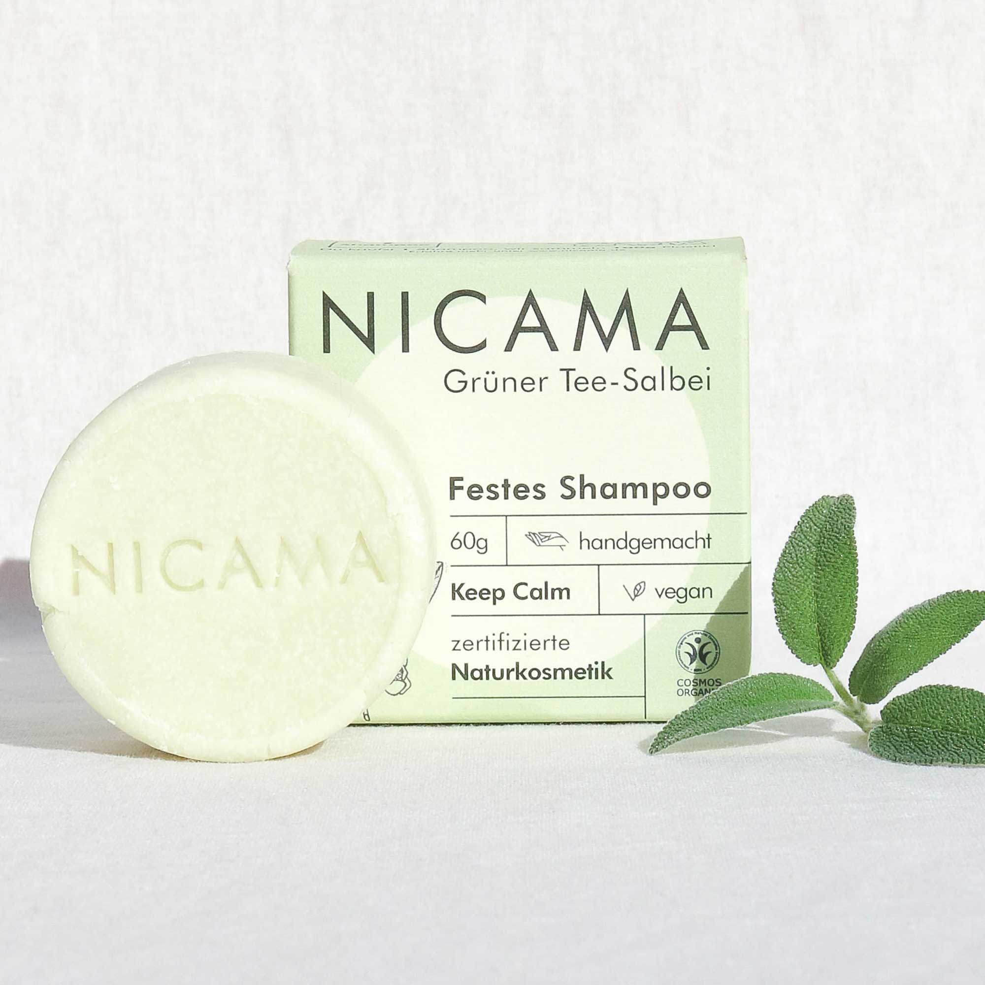 Festes Shampoo Grüner Tee-Salbei (COSMOS)
