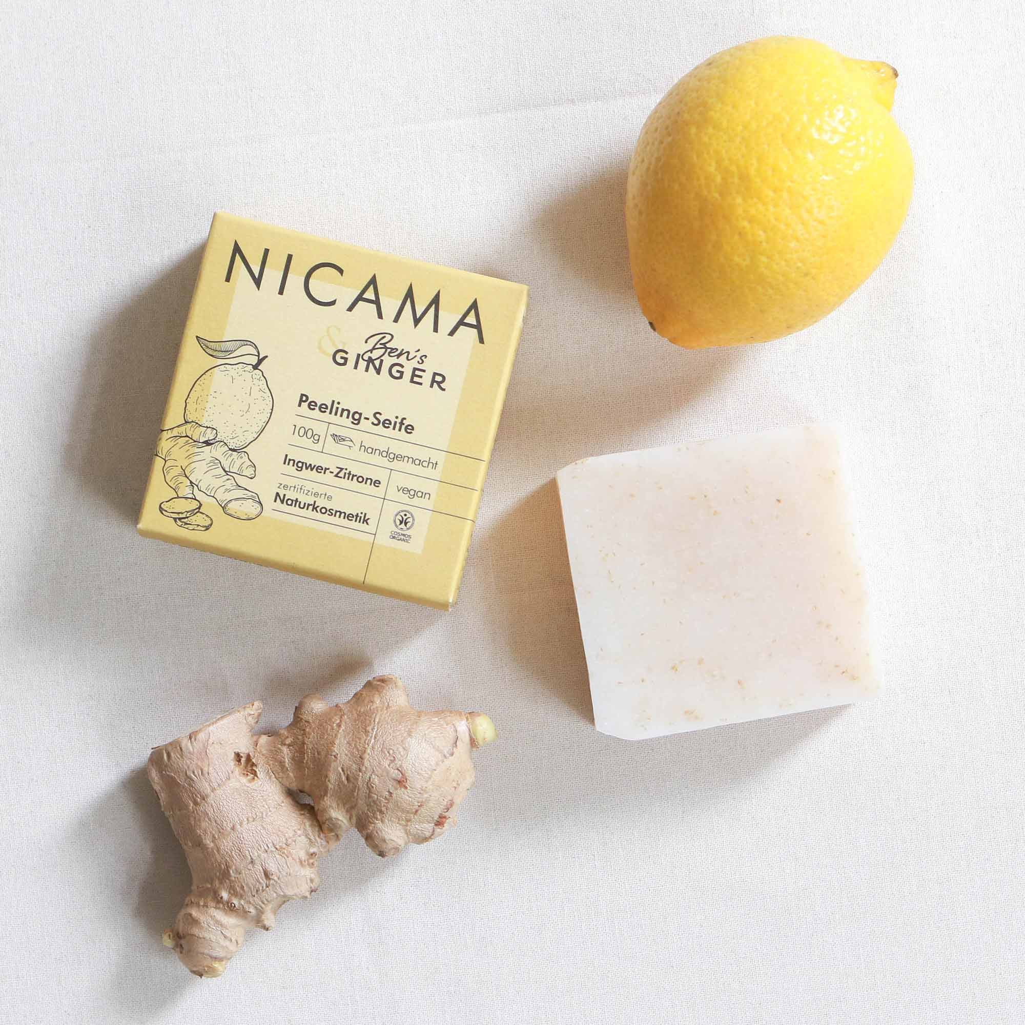 NICAMA x Ben's Ginger - Peeling-Seife Ingwer-Zitrone