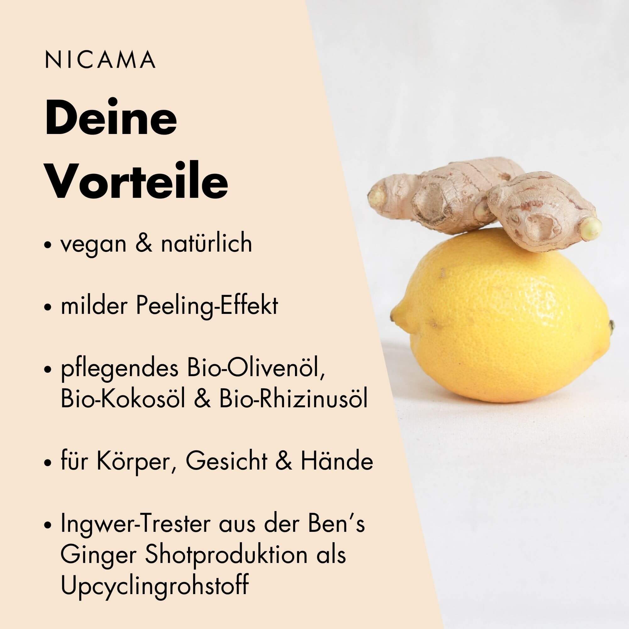 Peeling-Seife Ingwer-Zitrone - NICAMA x Ben's Ginger
