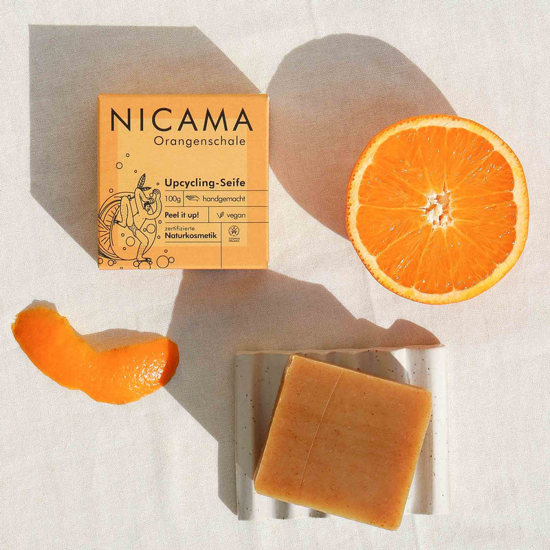 Upcyclingseife mit Peelingeffekt - Orangenschale – NICAMA